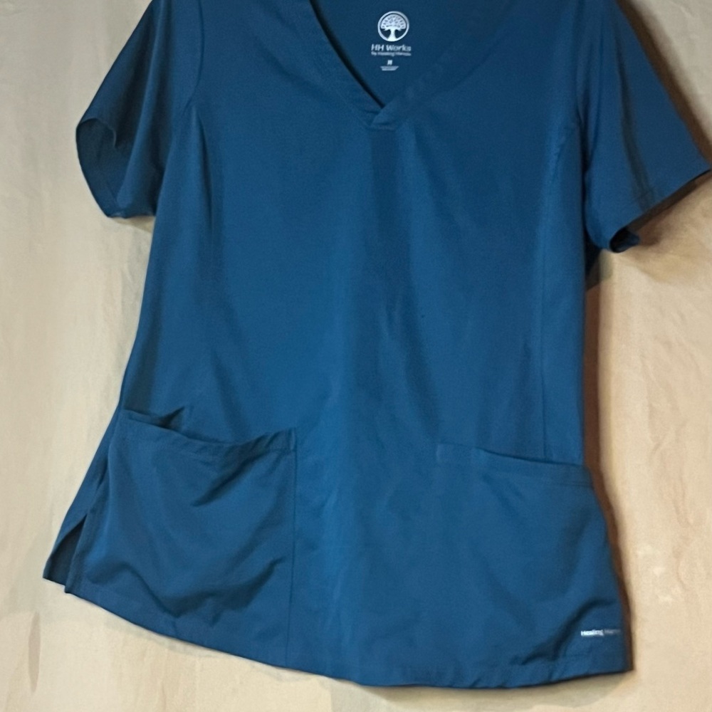 Healing Hands Blue V-Neck Short Sleeve Top